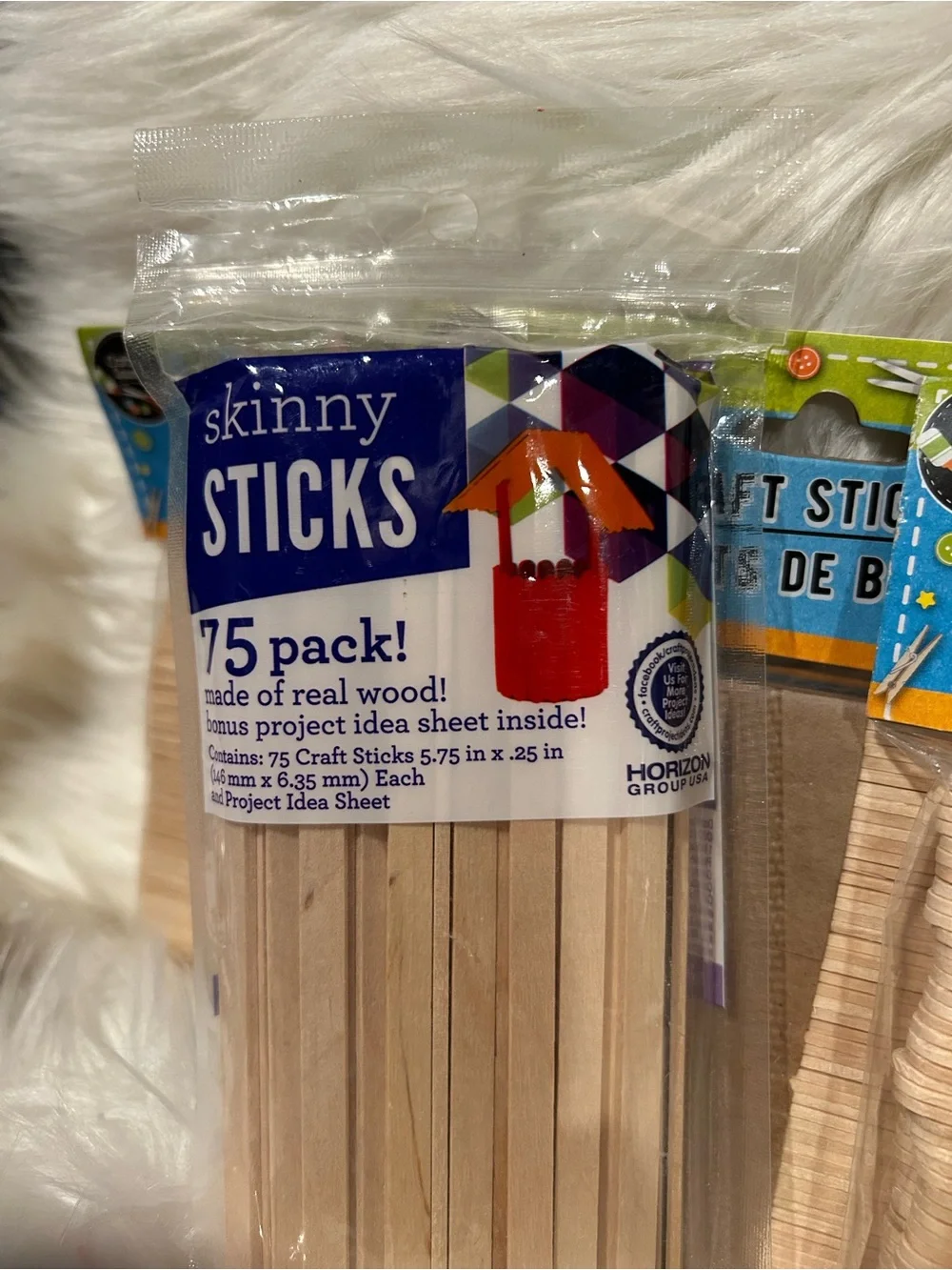 Unbranded Natural Wood Craft Sticks and Buttons Set - Natural